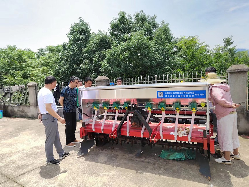江西省農(nóng)業(yè)技術(shù)推廣中心和瑞昌市農(nóng)機站領導來公司視察黑芝麻播種及播種機使用情況